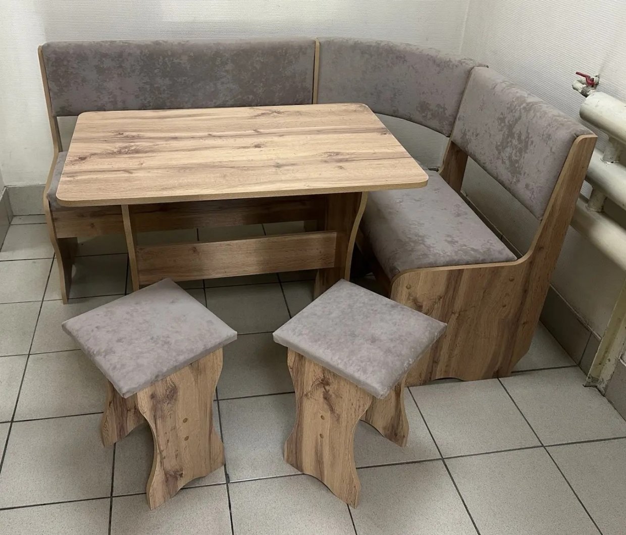 Кухонный уголок Миссия V велюр (дуб вотан) в Новосибирске - mebel154.com