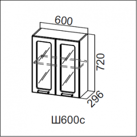 Шкаф навесной со стеклом Ш600с Модерн в Новосибирске - mebel154.com