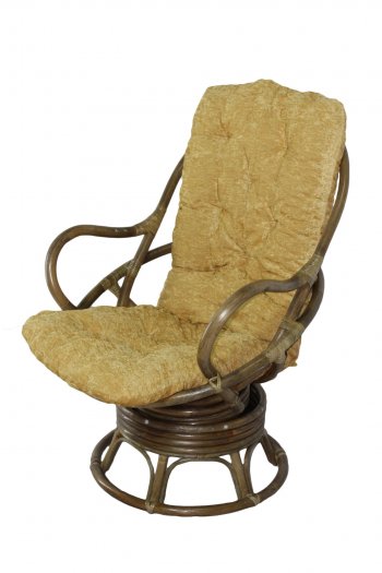 Кресло-качалка Swivel Rocker (Ротанг №6, ткань Mulan 152) в Новосибирске - mebel154.com